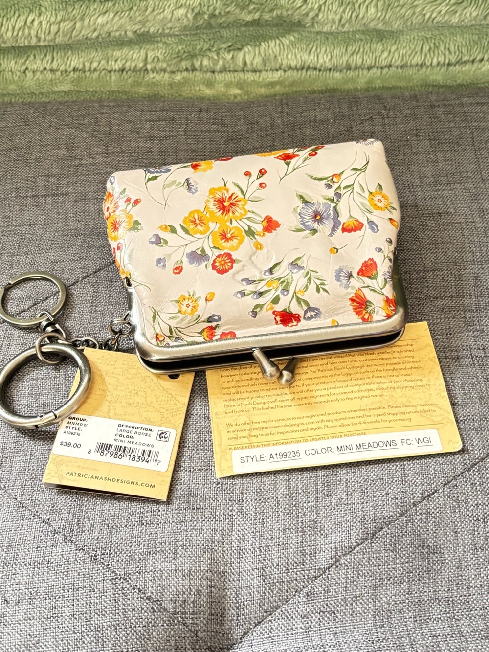 Patricia Nash Cream Floral Cylinder Crossbody with Brown Trim and Coin Purse - Picture 14 of 15